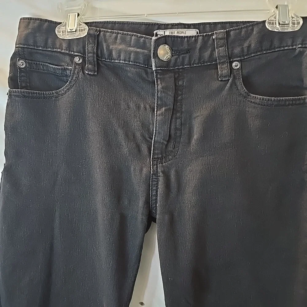 Free People Women's Distressed Skinny Ankle Jean Black Size‎ 28 Festival Grunge